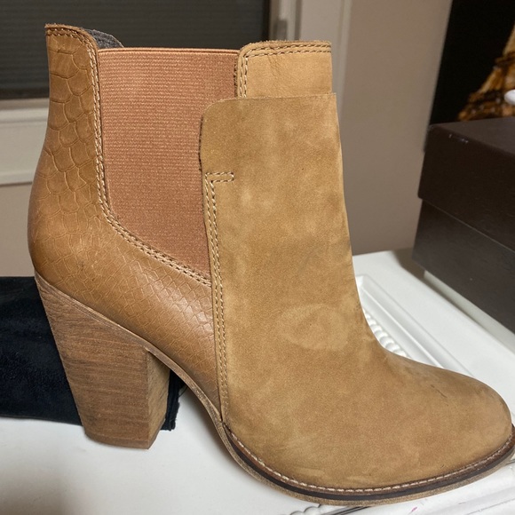 Aldo Shoes - ALDO CHESTNUT BOOTIES WITH FAUX CROC DETAILS